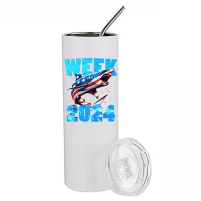 Shark 2024 Week Passion For Shark Usa America Flag Stainless Steel Tumbler