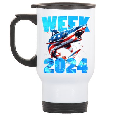 Shark 2024 Week Passion For Shark Usa America Flag Stainless Steel Travel Mug