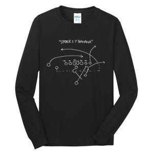 Spider 2 Y Banana Football Playing Strategy Football Lovers Tall Long Sleeve T-Shirt