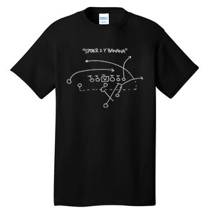 Spider 2 Y Banana Football Playing Strategy Football Lovers Tall T-Shirt