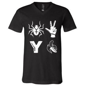 Spider 2 Y Banana Funny Football Lover Player V-Neck T-Shirt