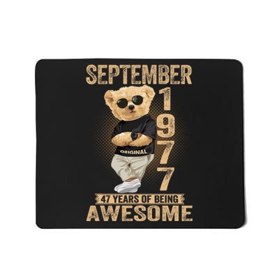 September 47th Birthday 1977 Awesome Teddy Bear Mousepad