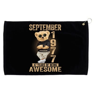 September 47th Birthday 1977 Awesome Teddy Bear Grommeted Golf Towel