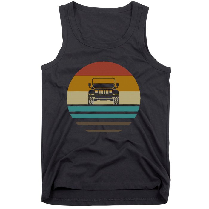 Sunset 4x4 Car Off Road Wave Tank Top