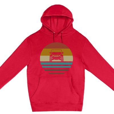 Sunset 4x4 Car Off Road Wave Premium Pullover Hoodie