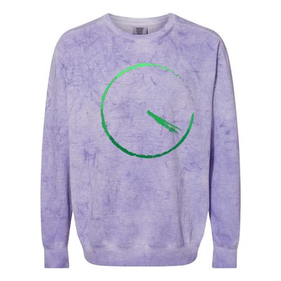 Subtle 420 Minimalistic Green Gradient Clock Print Colorblast Crewneck Sweatshirt