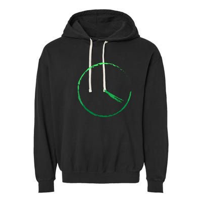 Subtle 420 Minimalistic Green Gradient Clock Print Garment-Dyed Fleece Hoodie