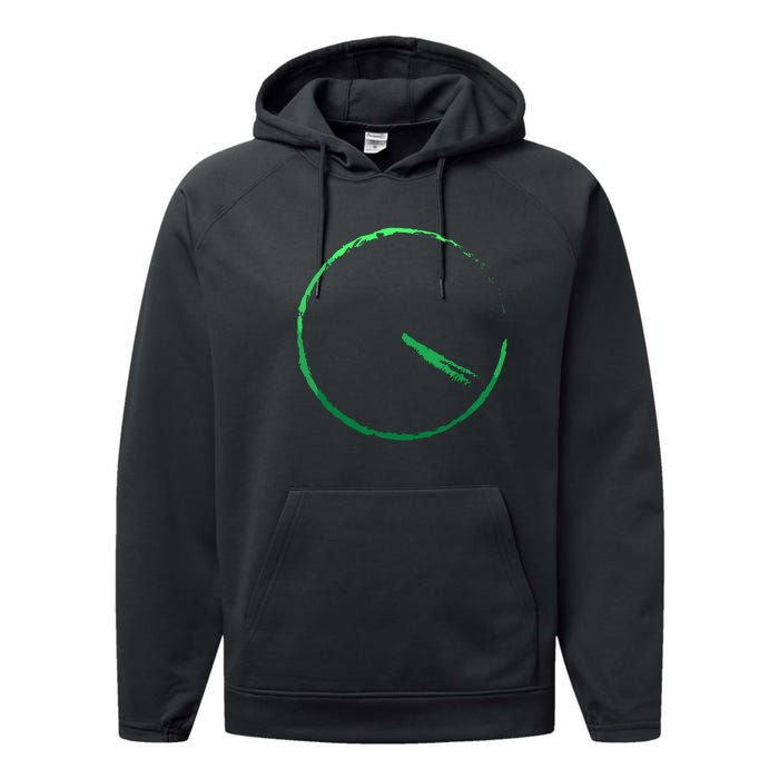 Subtle 420 Minimalistic Green Gradient Clock Print Performance Fleece Hoodie