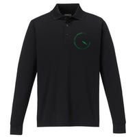 Subtle 420 Minimalistic Green Gradient Clock Print Performance Long Sleeve Polo