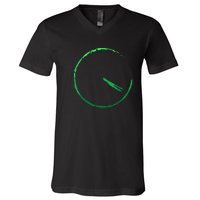 Subtle 420 Minimalistic Green Gradient Clock Print V-Neck T-Shirt