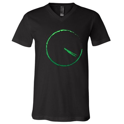 Subtle 420 Minimalistic Green Gradient Clock Print V-Neck T-Shirt