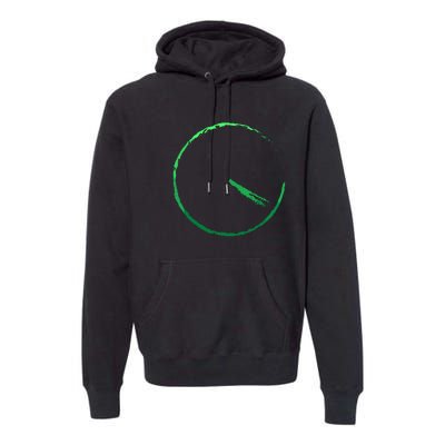 Subtle 420 Minimalistic Green Gradient Clock Print Premium Hoodie