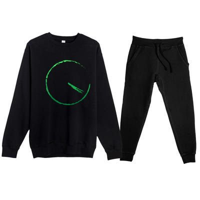 Subtle 420 Minimalistic Green Gradient Clock Print Premium Crewneck Sweatsuit Set