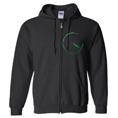 Subtle 420 Minimalistic Green Gradient Clock Print Full Zip Hoodie