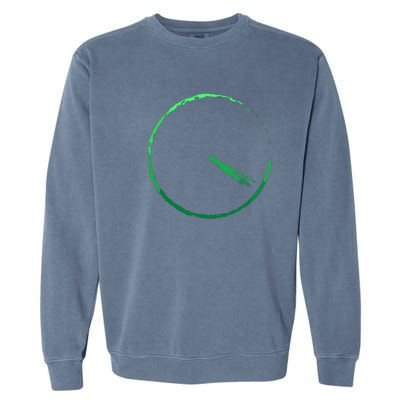 Subtle 420 Minimalistic Green Gradient Clock Print Garment-Dyed Sweatshirt