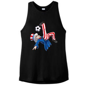 Soccer 4th Of July Uncle Sam American Flag Ladies PosiCharge Tri-Blend Wicking Tank