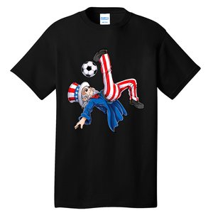 Soccer 4th Of July Uncle Sam American Flag Tall T-Shirt