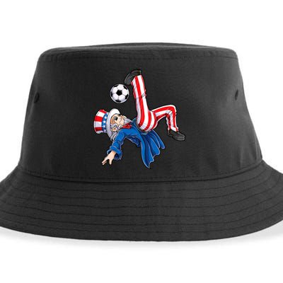 Soccer 4th Of July Uncle Sam American Flag Sustainable Bucket Hat