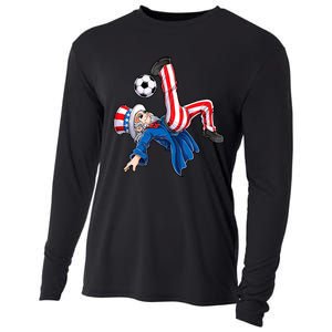 Soccer 4th Of July Uncle Sam American Flag Cooling Performance Long Sleeve Crew