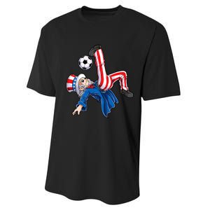 Soccer 4th Of July Uncle Sam American Flag Performance Sprint T-Shirt