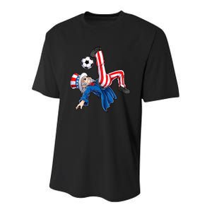 Soccer 4th Of July Uncle Sam American Flag Youth Performance Sprint T-Shirt