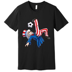 Soccer 4th Of July Uncle Sam American Flag Premium T-Shirt