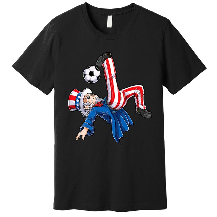 Soccer 4th Of July Uncle Sam American Flag Premium T-Shirt