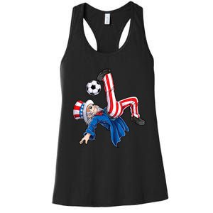 Soccer 4th Of July Uncle Sam American Flag Women's Racerback Tank