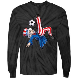 Soccer 4th Of July Uncle Sam American Flag Tie-Dye Long Sleeve Shirt