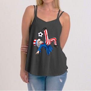 Soccer 4th Of July Uncle Sam American Flag Women's Strappy Tank