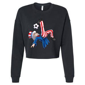 Soccer 4th Of July Uncle Sam American Flag Cropped Pullover Crew