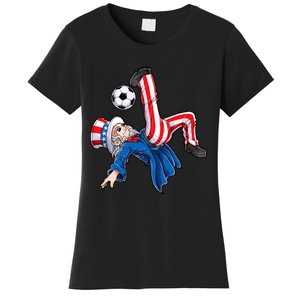 Soccer 4th Of July Uncle Sam American Flag Women's T-Shirt