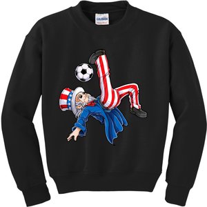 Soccer 4th Of July Uncle Sam American Flag Kids Sweatshirt