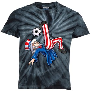 Soccer 4th Of July Uncle Sam American Flag Kids Tie-Dye T-Shirt