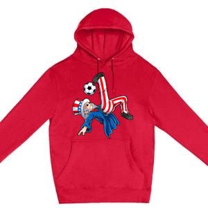 Soccer 4th Of July Uncle Sam American Flag Premium Pullover Hoodie