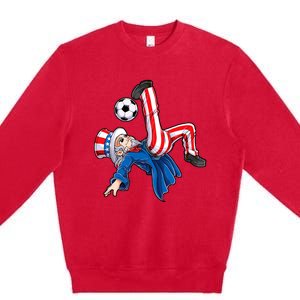 Soccer 4th Of July Uncle Sam American Flag Premium Crewneck Sweatshirt