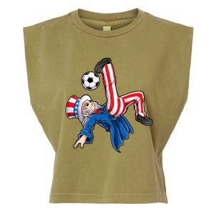 Soccer 4th Of July Uncle Sam American Flag Garment-Dyed Women's Muscle Tee