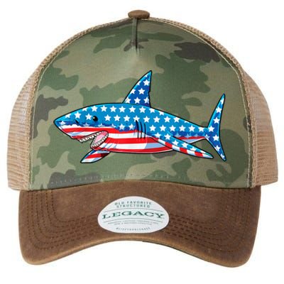 Shark 4th Of July American Flag Jawsome Gift Legacy Tie Dye Trucker Hat