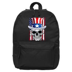 Skull 4th Of July Uncle Sam American Flag 16 in Basic Backpack