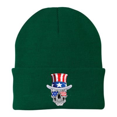 Skull 4th of July T shirt Uncle Sam American Flag Knit Cap Winter Beanie