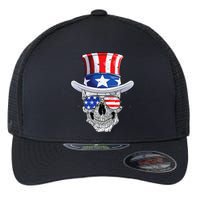 Skull 4th of July T shirt Uncle Sam American Flag Flexfit Unipanel Trucker Cap