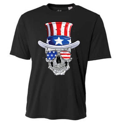 Skull 4th of July T shirt Uncle Sam American Flag Cooling Performance Crew T-Shirt