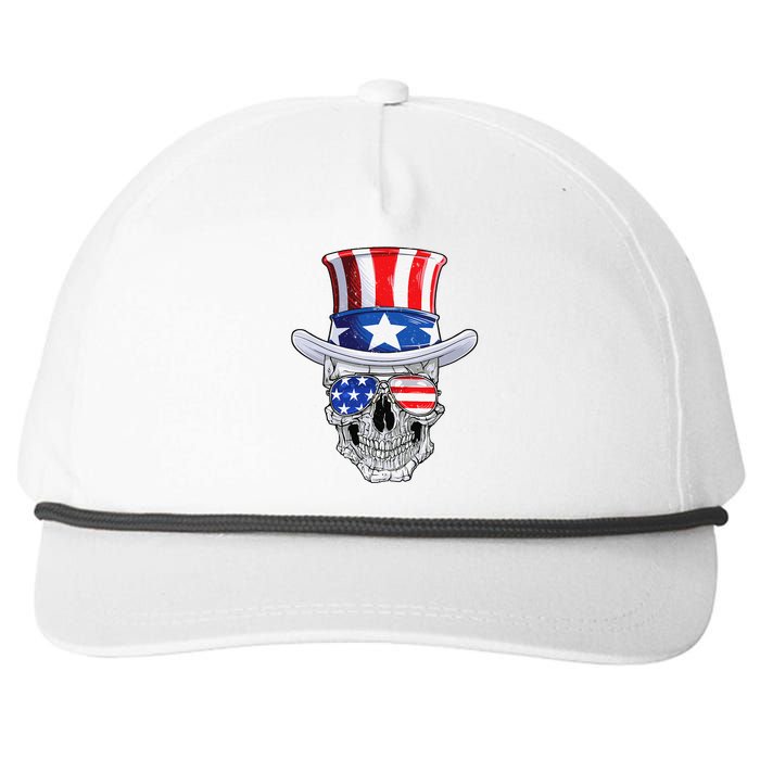 Skull 4th of July T shirt Uncle Sam American Flag Snapback Five-Panel Rope Hat