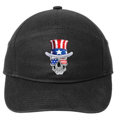 Skull 4th of July T shirt Uncle Sam American Flag 7-Panel Snapback Hat