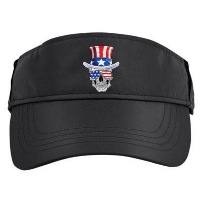 Skull 4th of July T shirt Uncle Sam American Flag Adult Drive Performance Visor