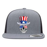 Skull 4th of July T shirt Uncle Sam American Flag Flat Bill Trucker Hat