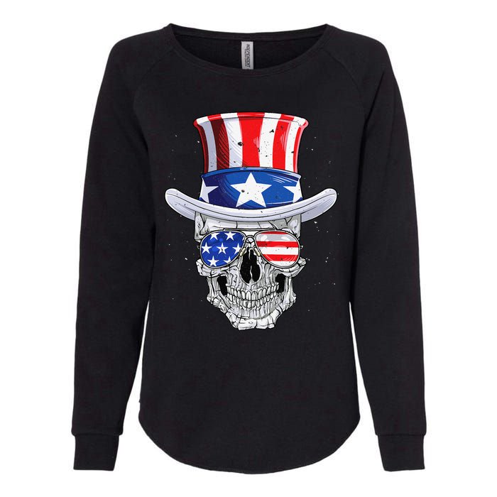 Skull 4th of July T shirt Uncle Sam American Flag Womens California Wash Sweatshirt