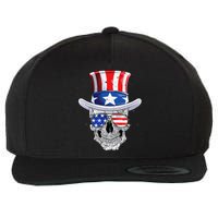 Skull 4th of July T shirt Uncle Sam American Flag Wool Snapback Cap