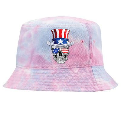 Skull 4th of July T shirt Uncle Sam American Flag Tie-Dyed Bucket Hat