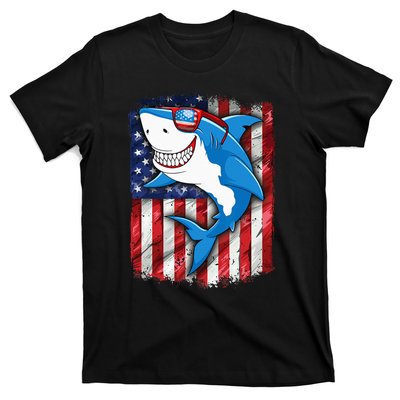 Shark 4th of July American Flag Jawsome T-Shirt